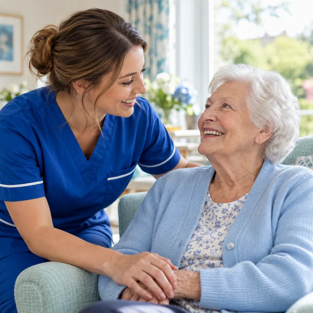 Care professional supporting an older adult